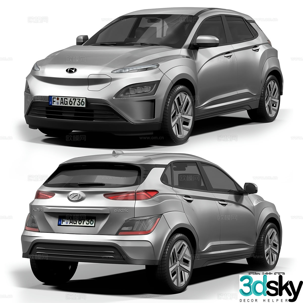Hyundai Kona electric version 2023 3d model
