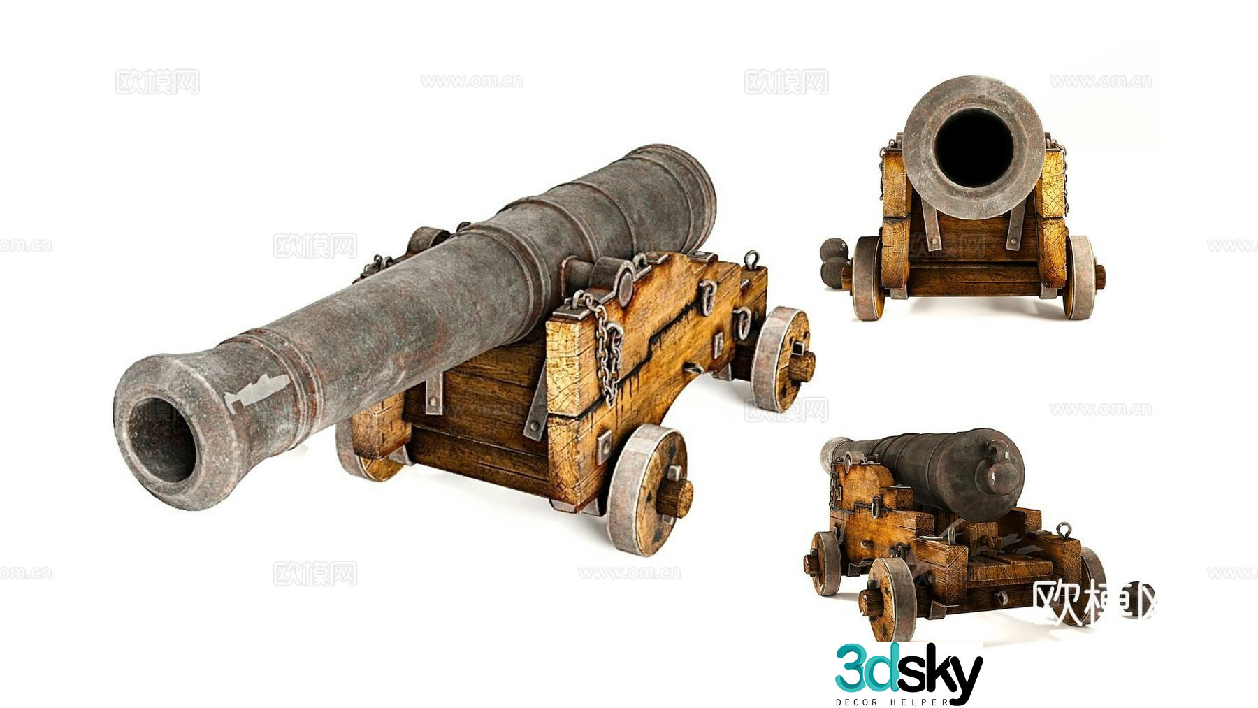 Old naval cannon 3d model
