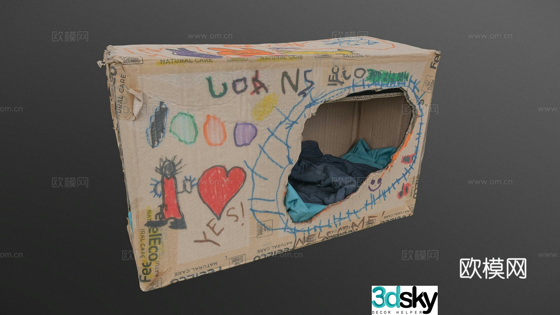 Cat sleeping box 3d model