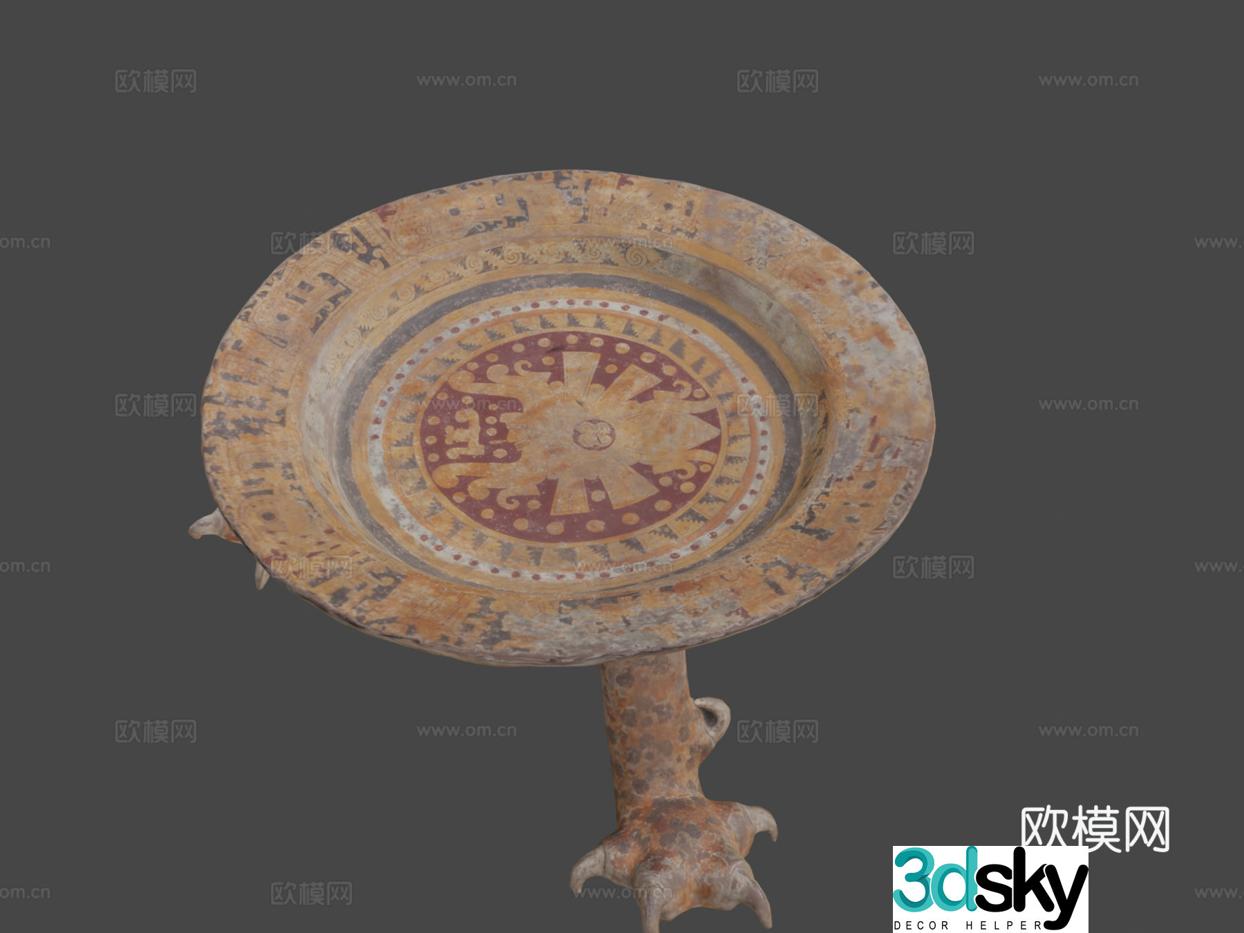 Oaxaca Sachira Ceremonial Plate 3d model