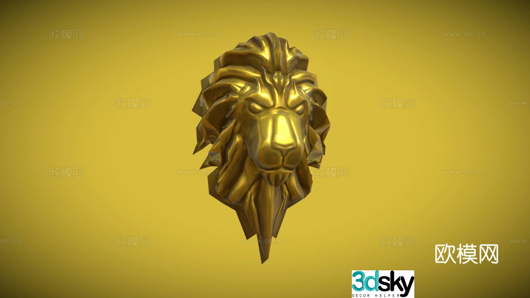 Props October 12th-Golden Lion Head 3D Model