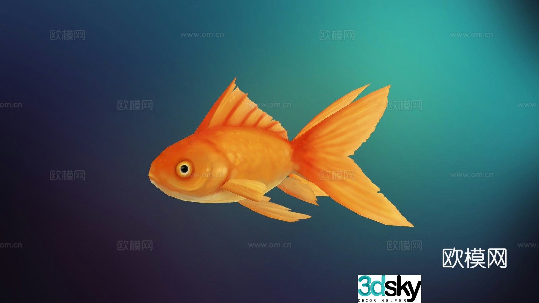 Hand drawn goldfish 3d model