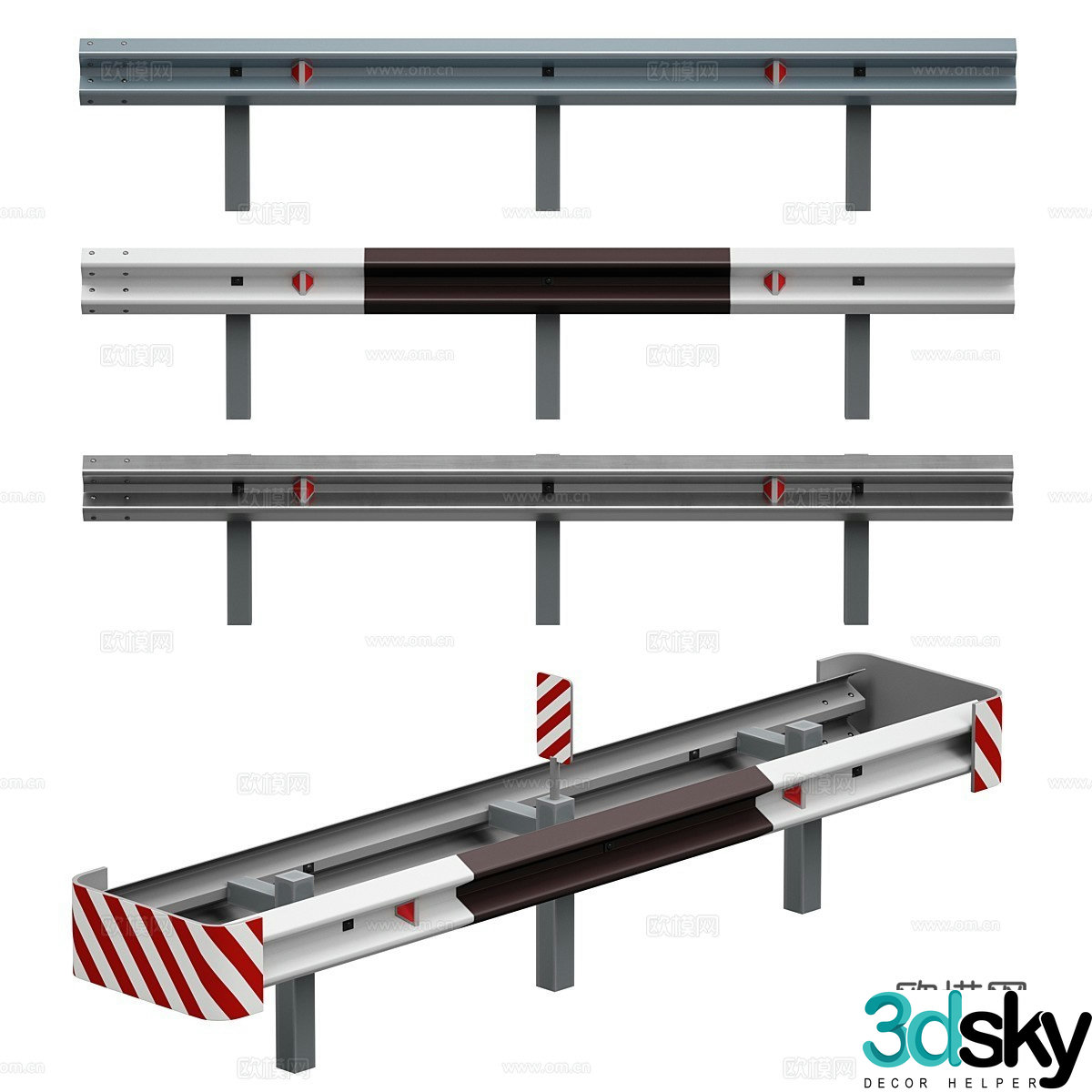 Modern road guardrail bumper guardrail 3d model