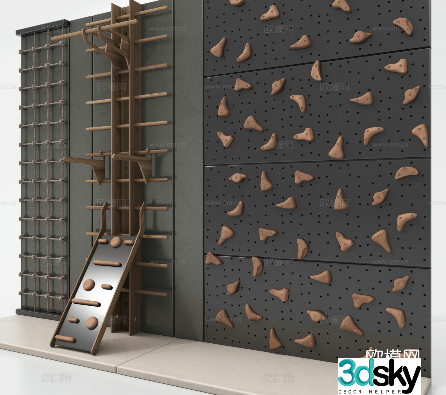 Modern climbing wall children running climbing frame 3d model