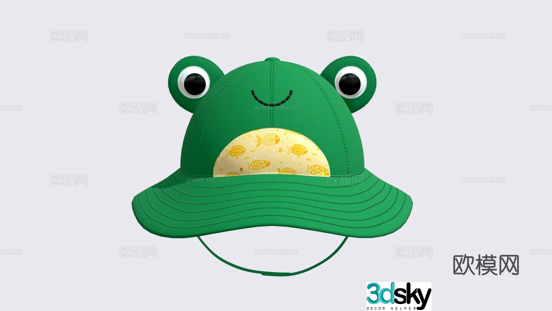 Panama hat cartoon frog 3d model