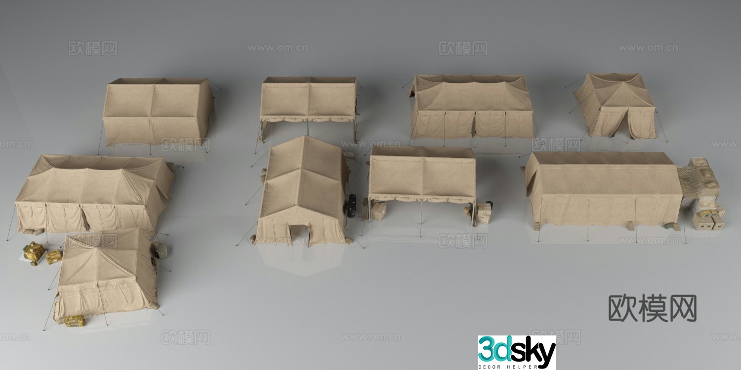 Marching tent military tent headquarters tent 3d model