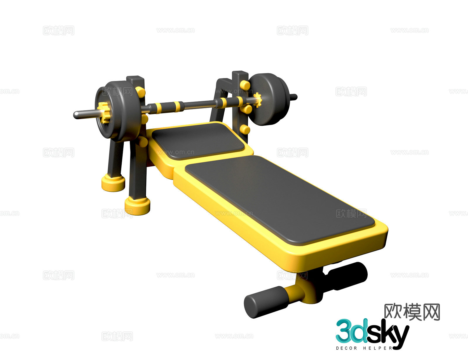 Fitness equipment cartoon sports equipment 3d model