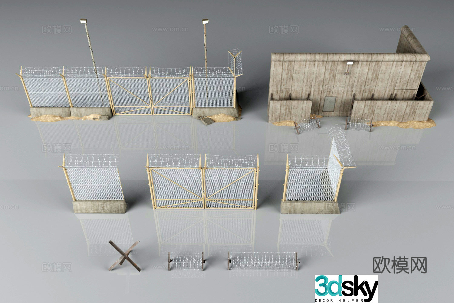 Fence Barbed Wire Fence Wall Iron Fence Defense Facilities Battlefield Layout Steel Wire Mesh 3d Model