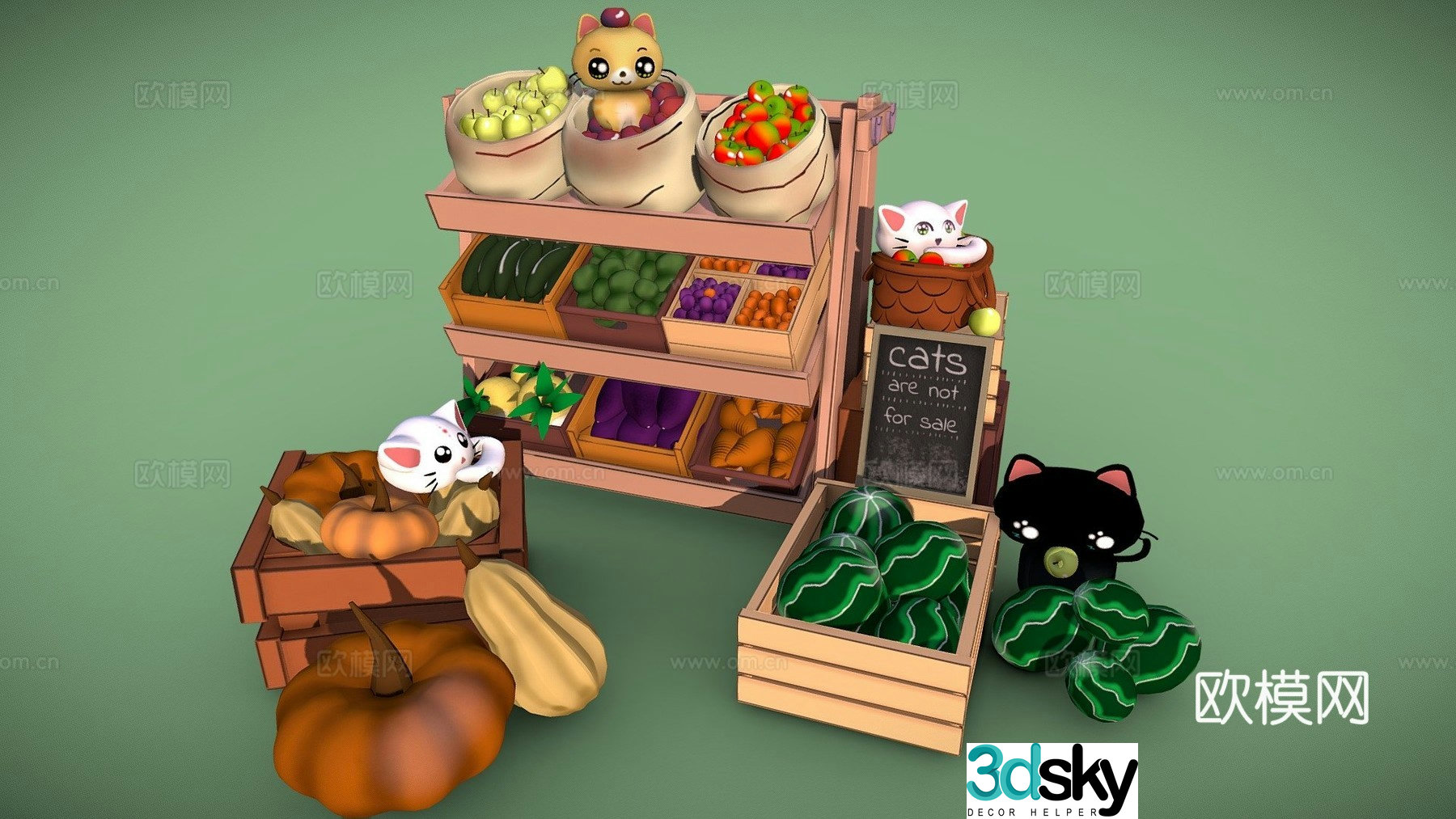 Cat market 3d model