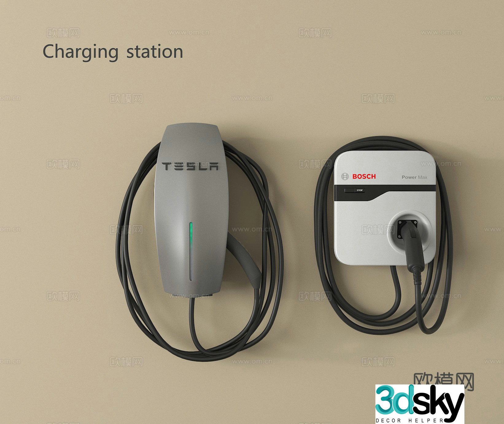 Modern public charging pile new energy charging pile 3D model