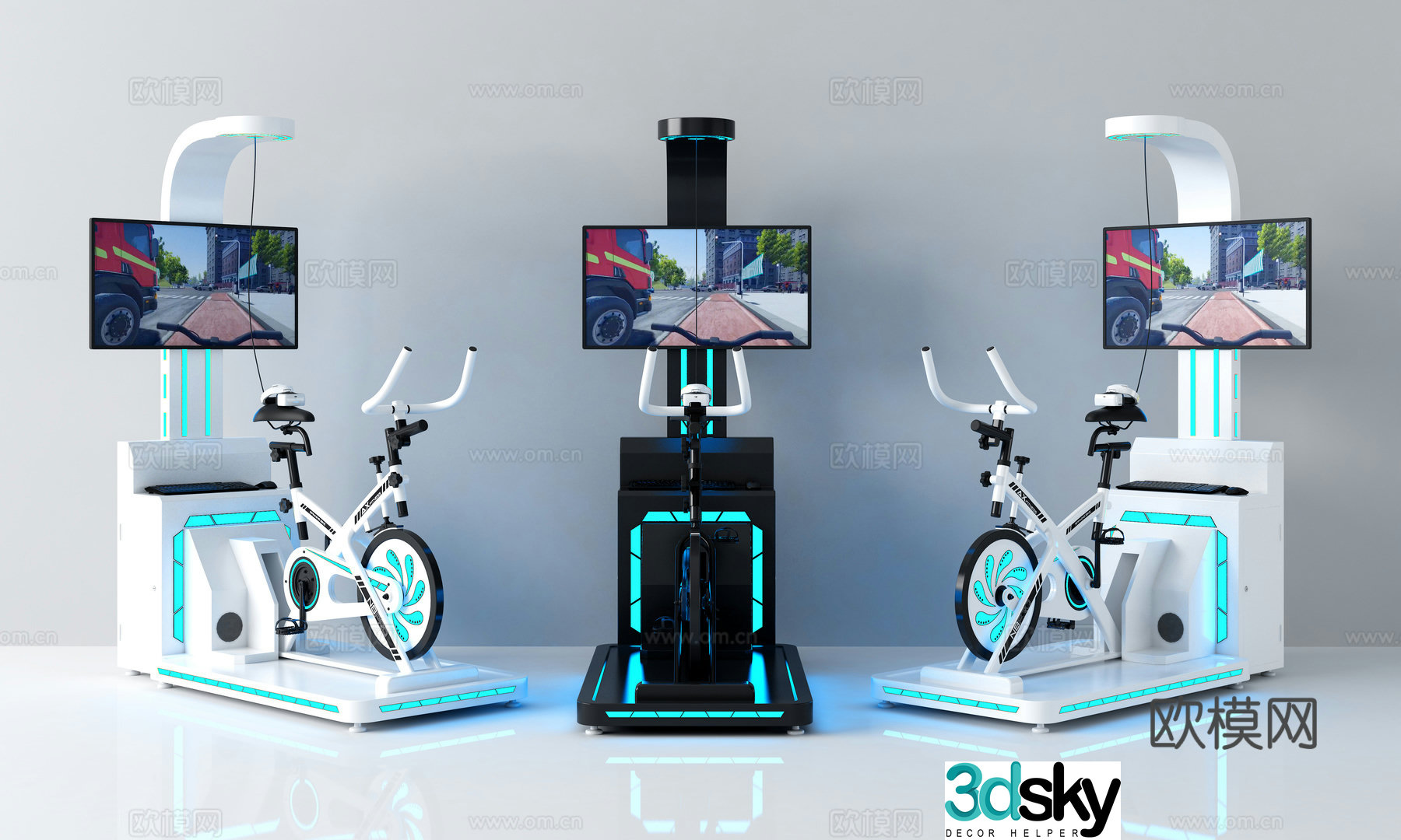 Modern spinning bicycle multimedia interactive vr bicycle 3d model