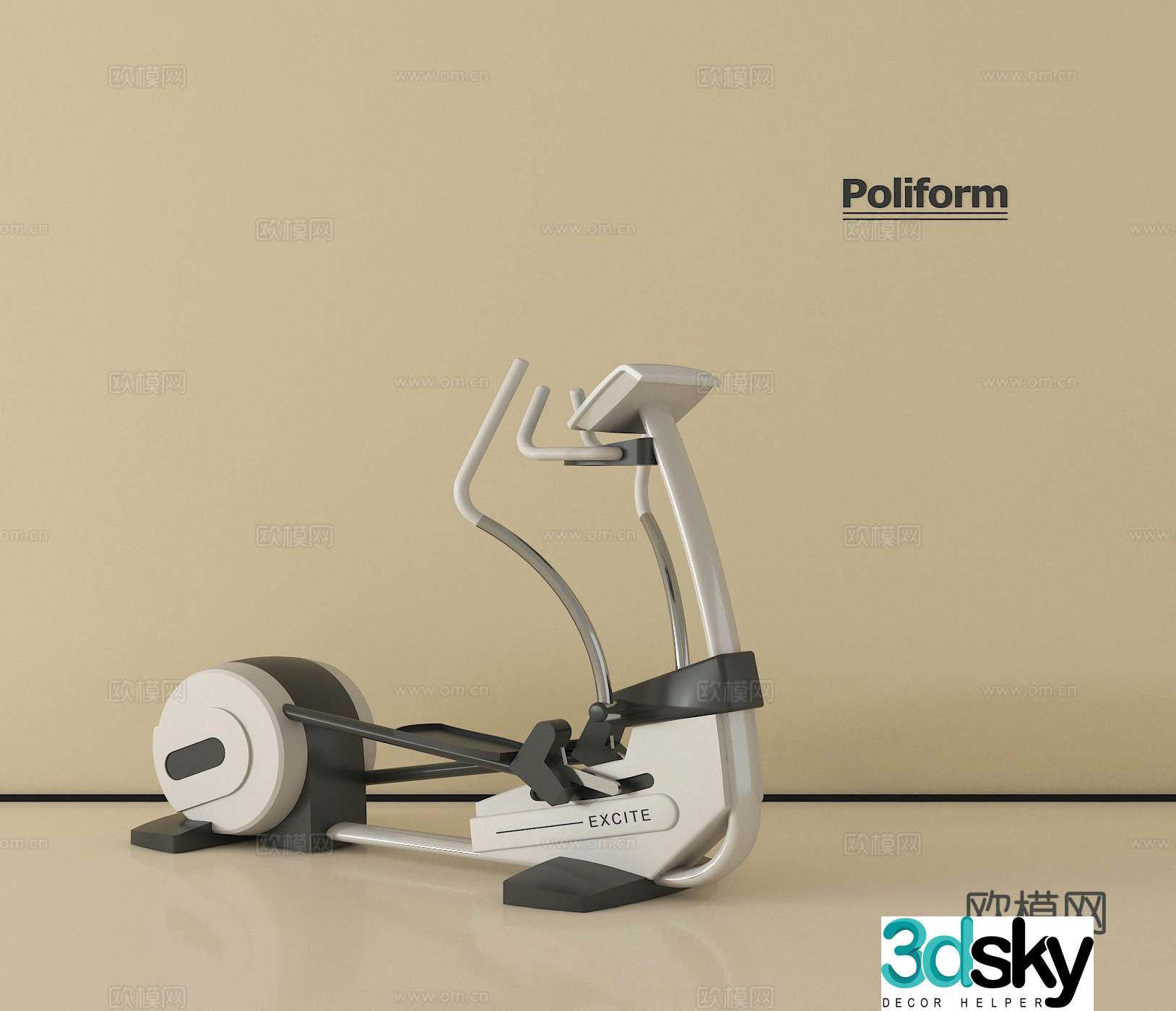Modern treadmill fitness equipment 3d model
