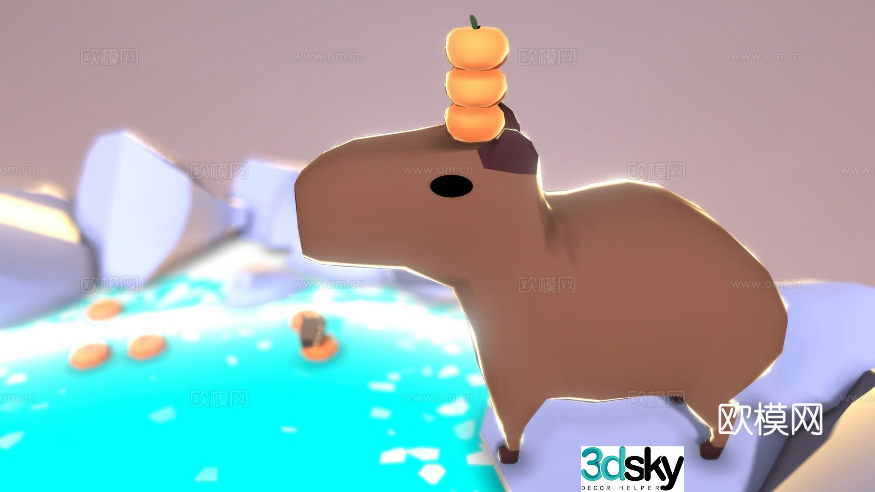 Capybara bathing 3d model