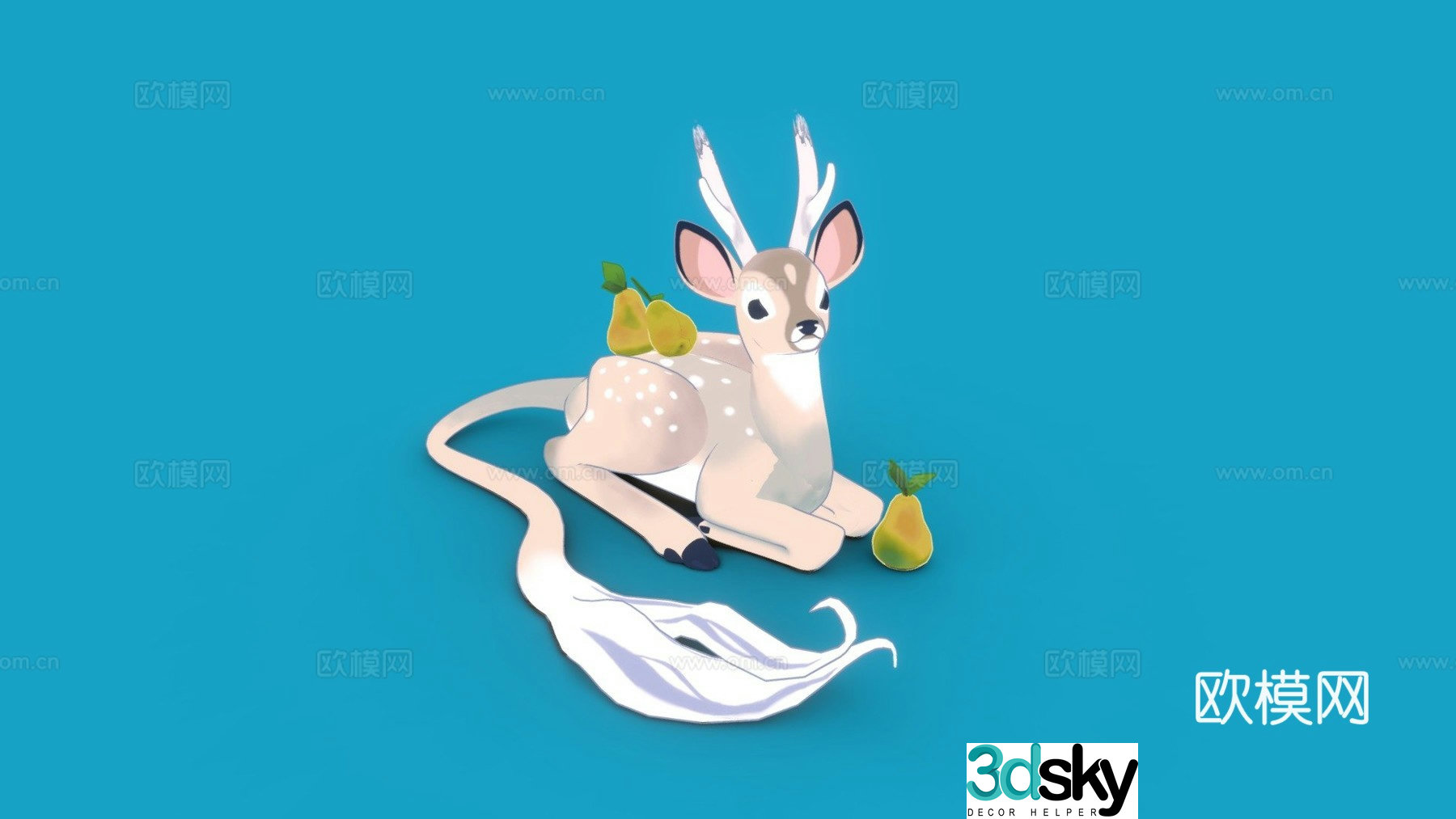 Unicorn-like deer and pear 3d model