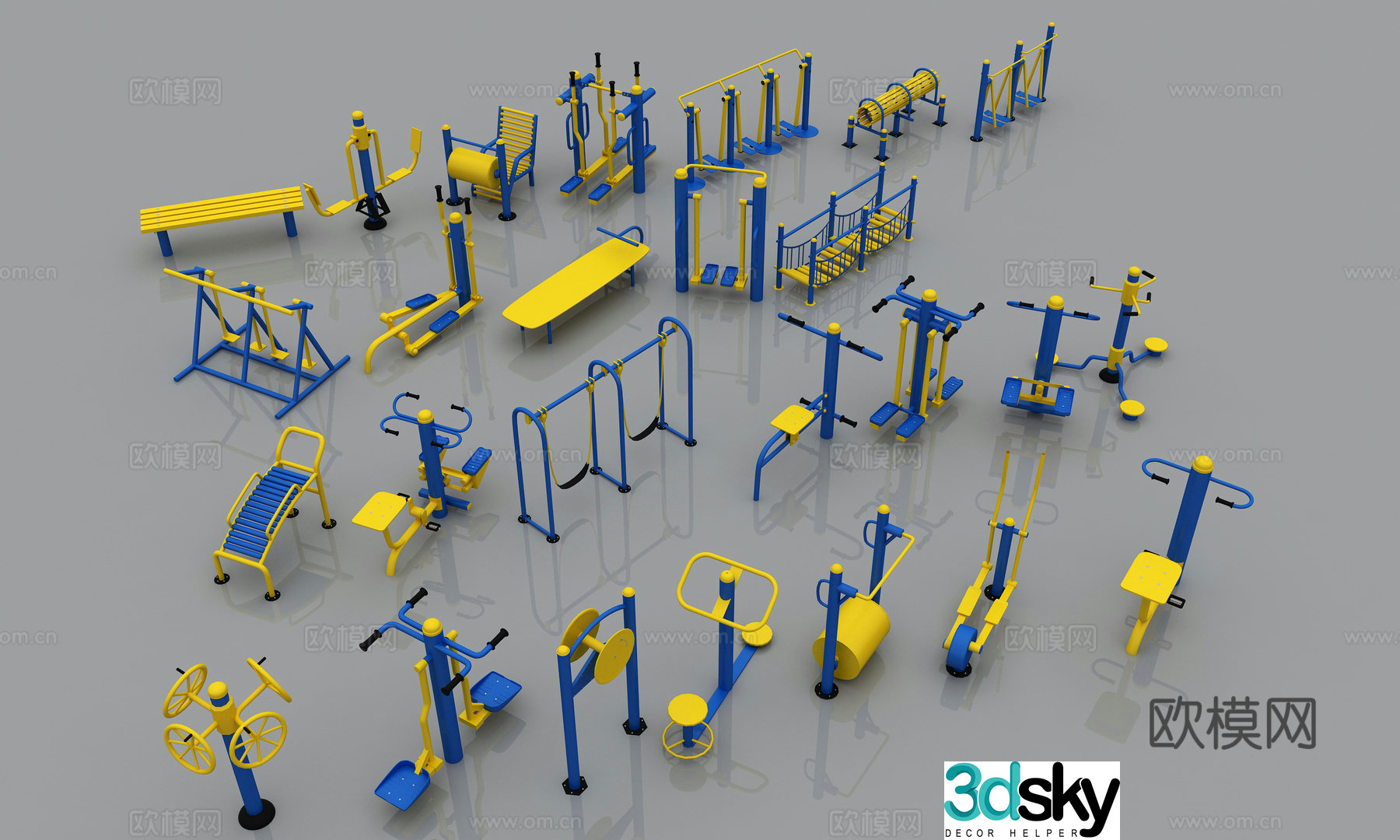 Fitness equipment sports fitness 3d model