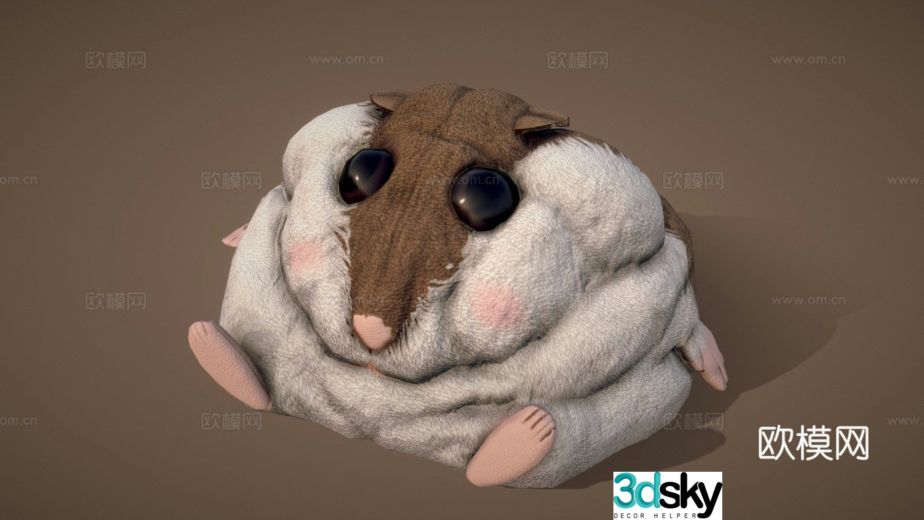 Squished Hamster Doll Quitch 3d model
