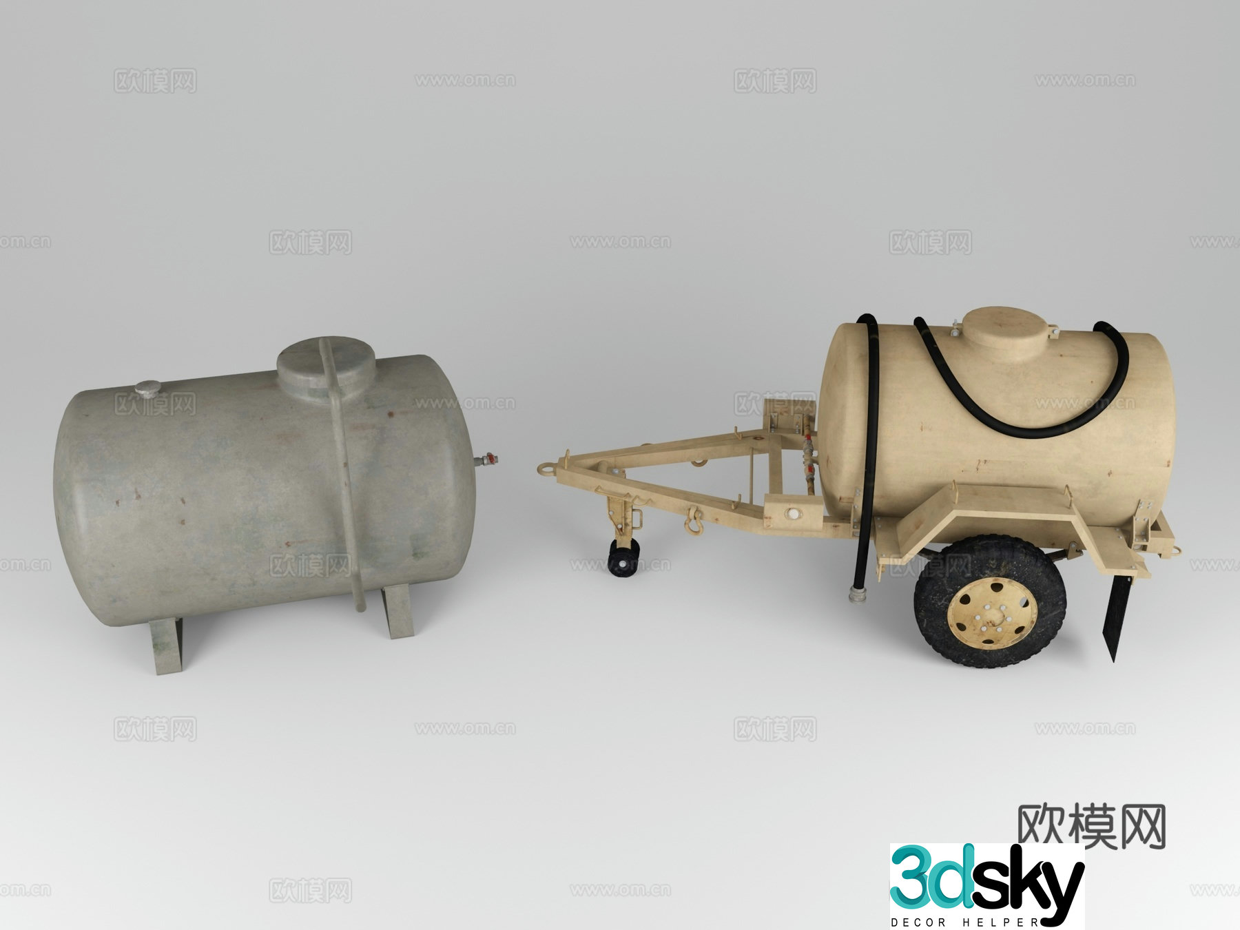 Fuel drum tank truck cement tank oil tank 3d model