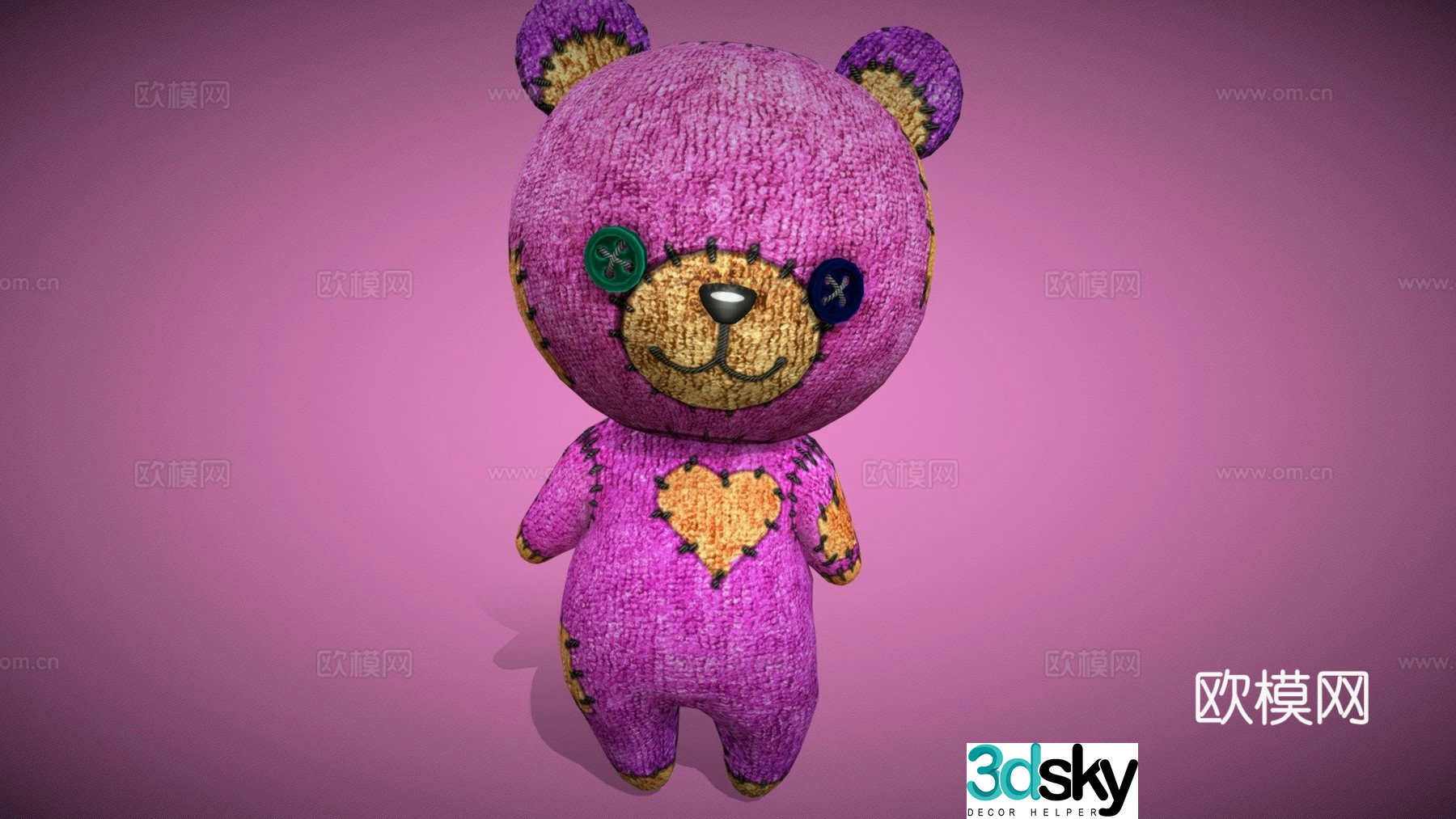 Plush Teddy Bear-Pink 3d model