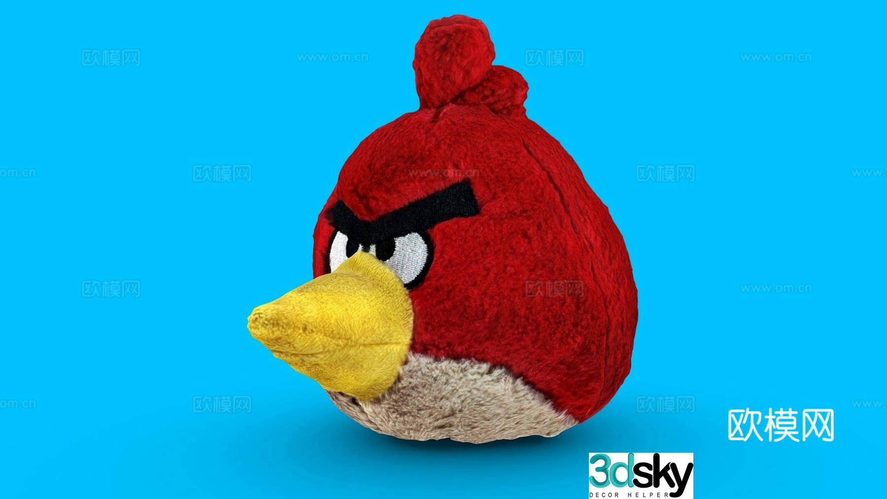 Red angry birds plush 3d model