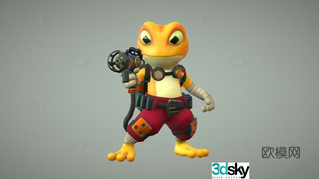 Bubble gun and frog 3d model