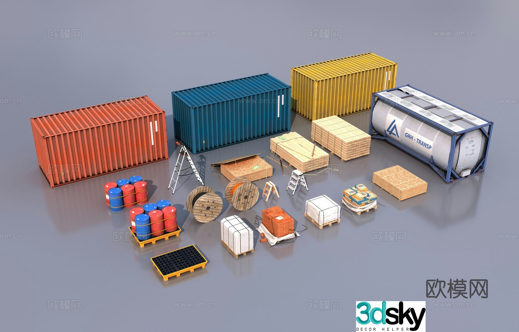 Industrial container items 3d model