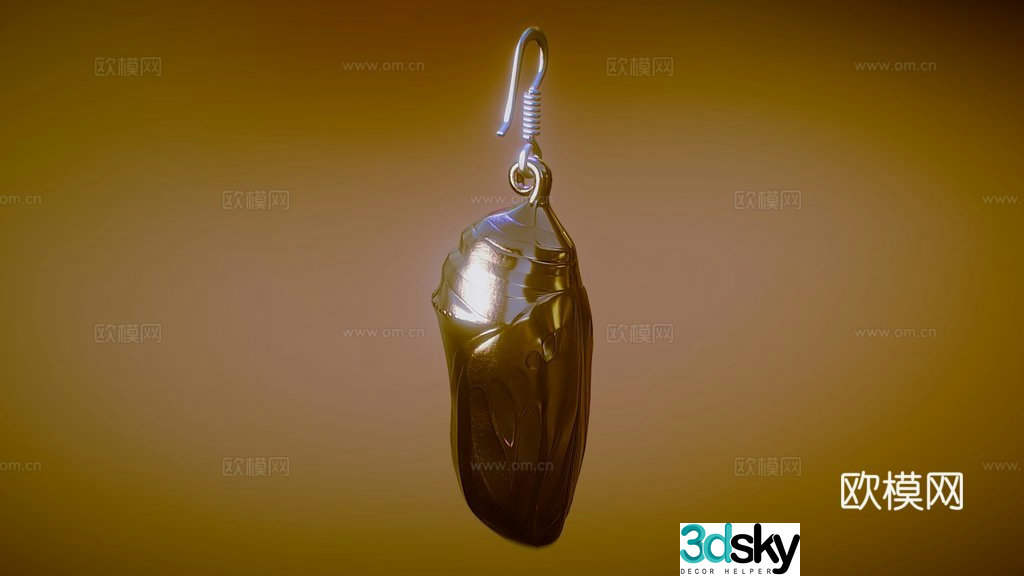 Monarch Butterfly Chrysalis Earrings~3D Printing Simulation 3D Model