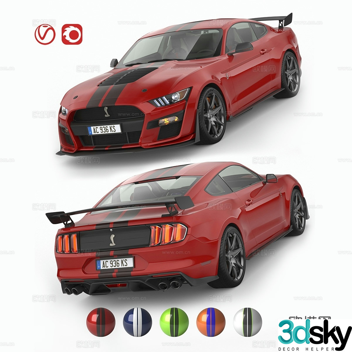 Ford Mustang Shelby GT500 2020 high-end interior version 3d model