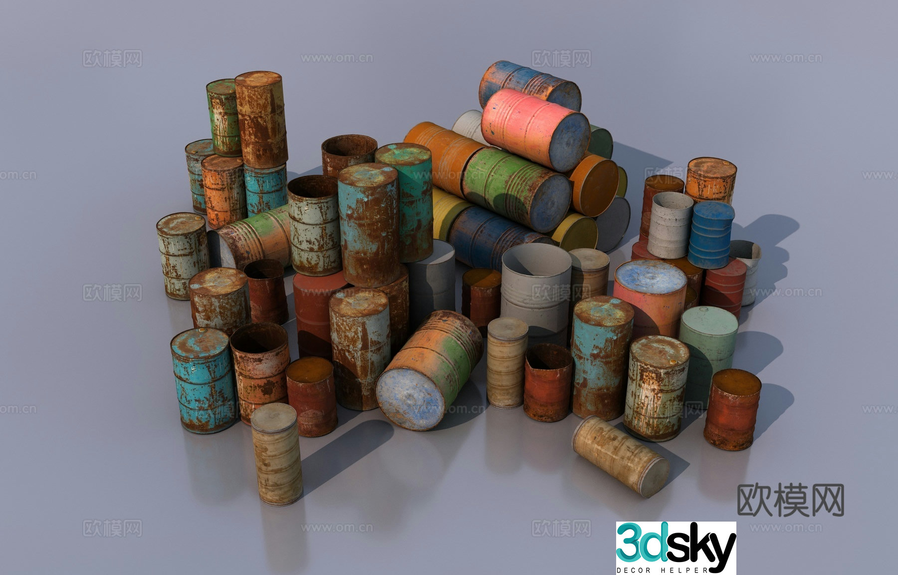 Rusty industrial iron bucket 3d model