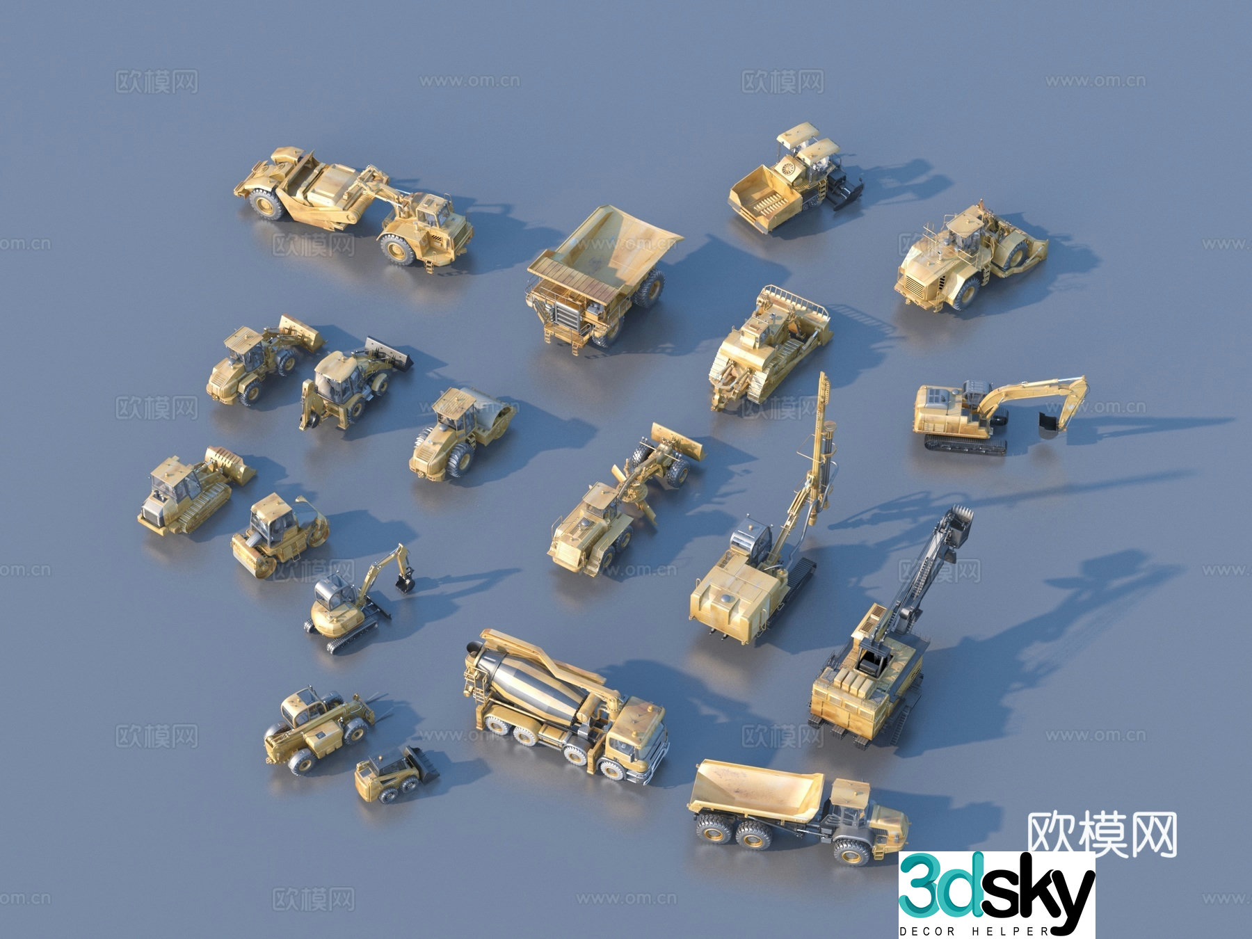 Engineering vehicle excavator paver forklift 3d model