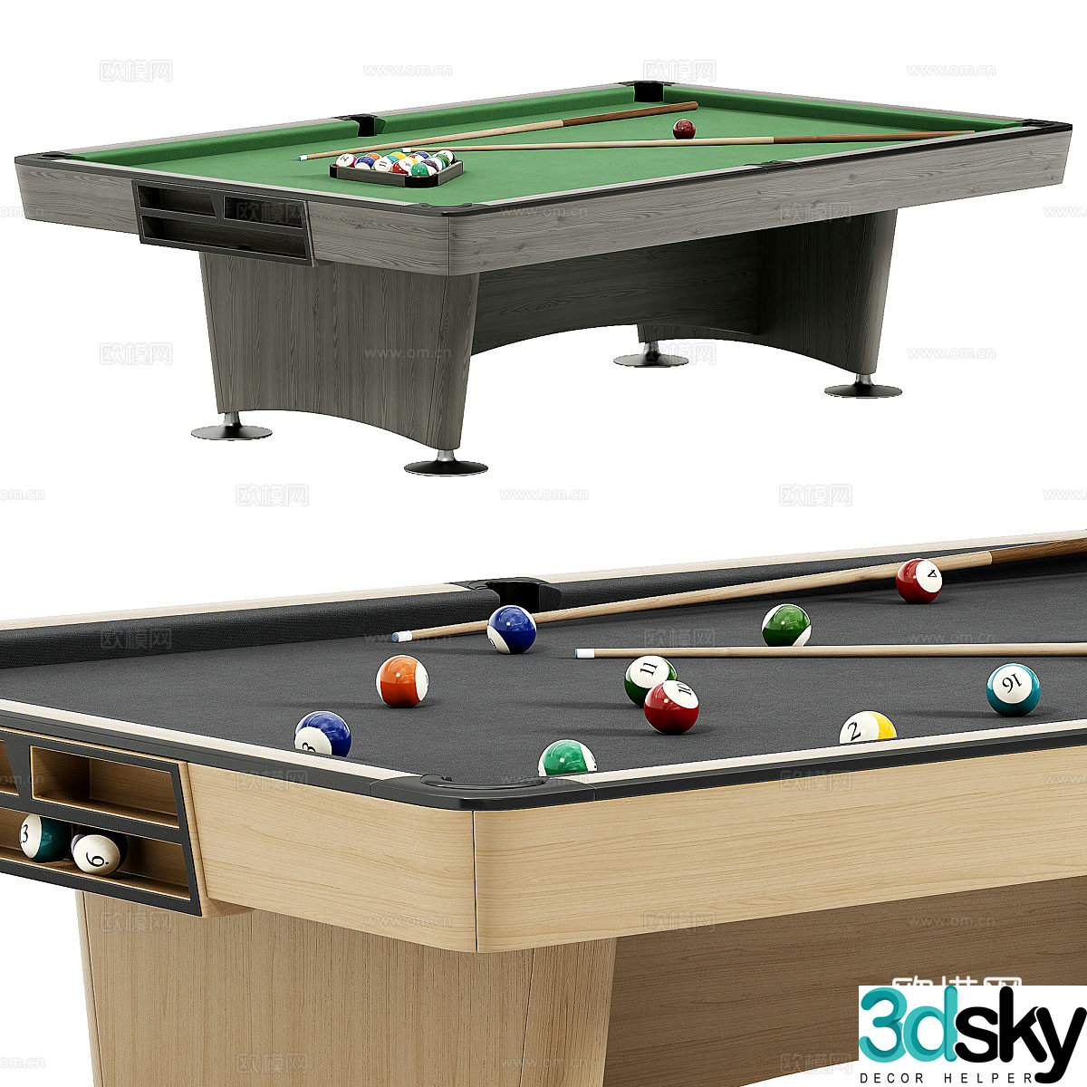 Modern golden crown pool table 3d model