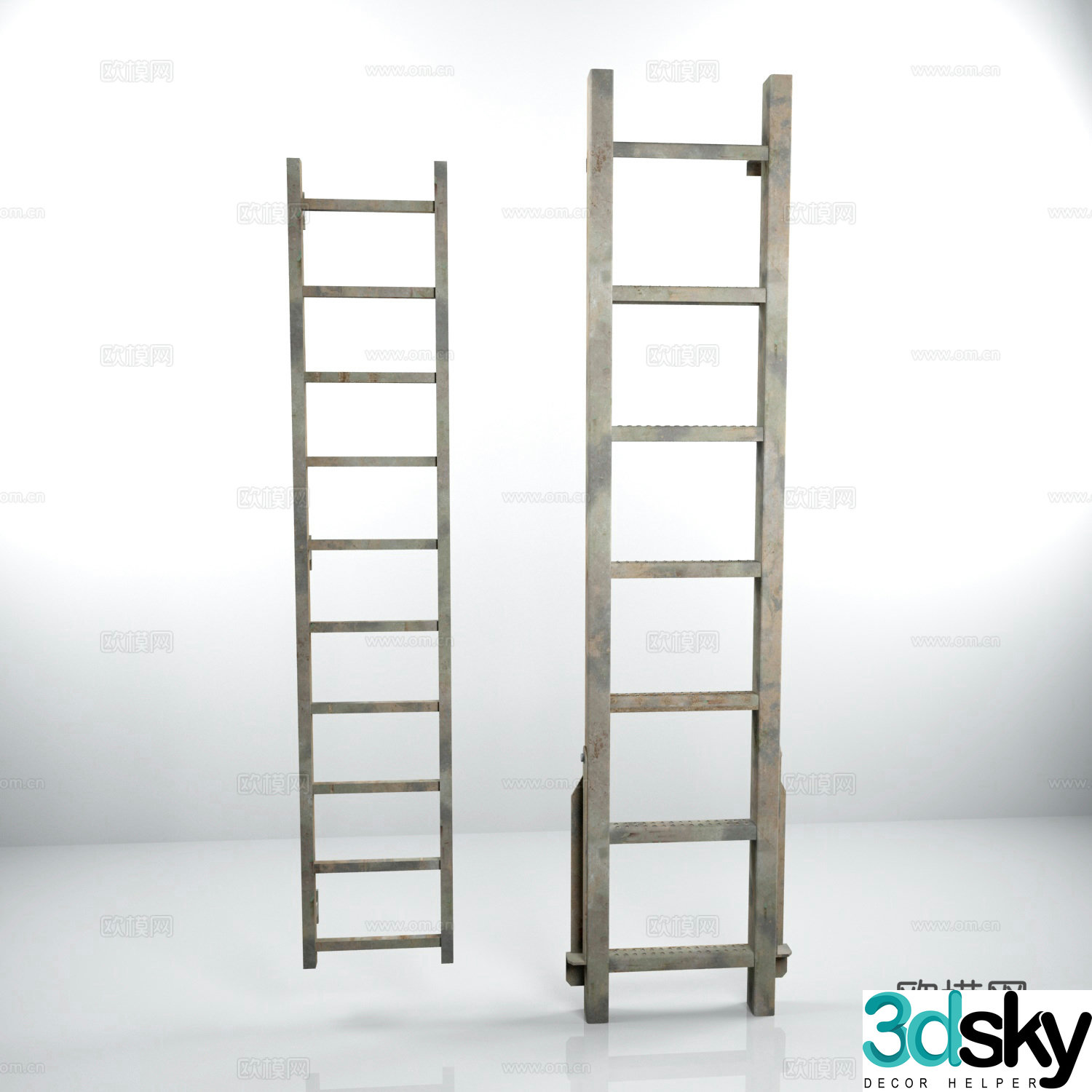 ladder climbing ladder wooden ladder metal ladder 3d model