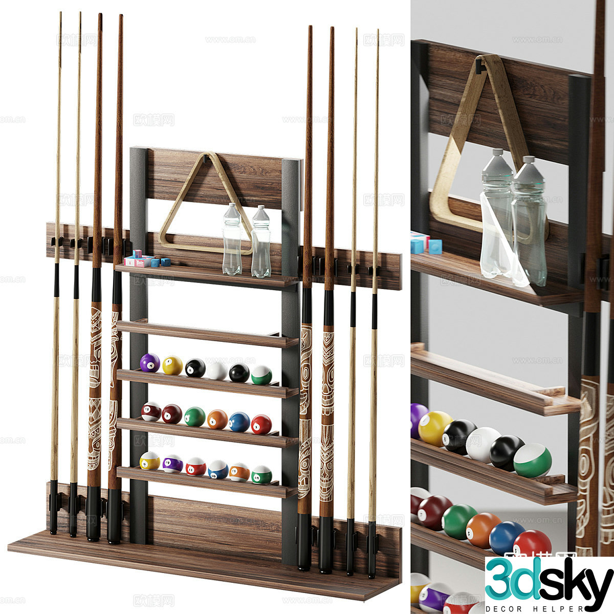 Modern Italian billiard cue stand 3d model