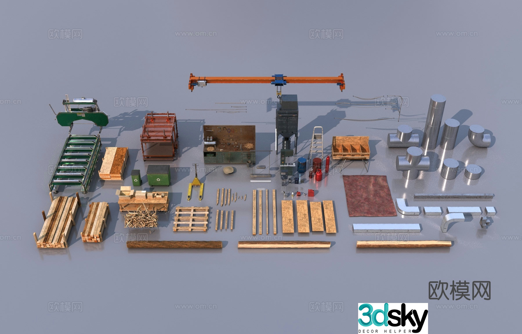Industrial tools items 3d model