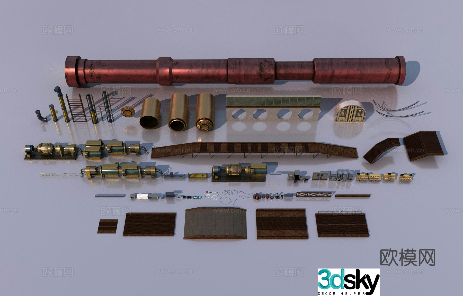 Sci-fi industrial items 3d model