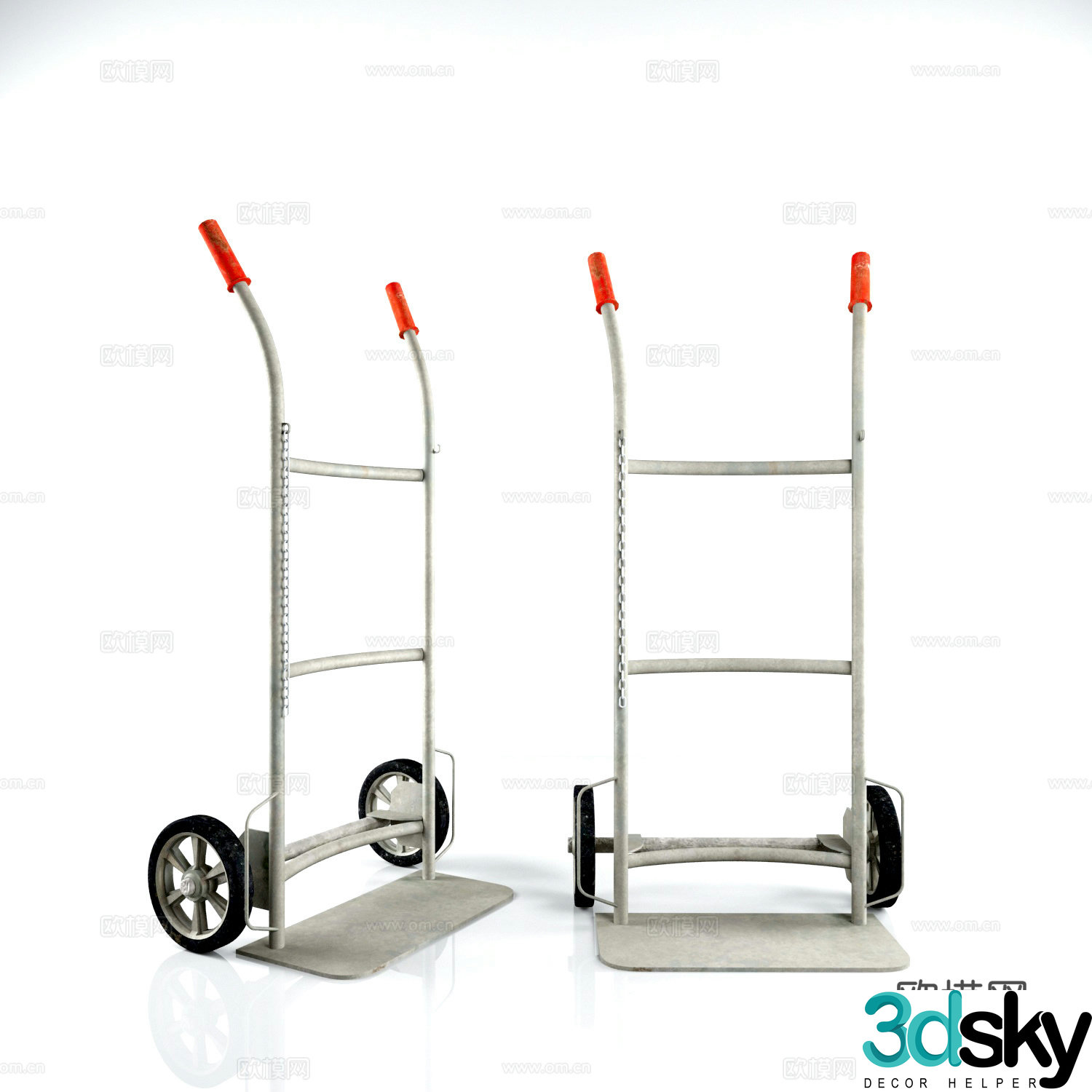 Trolley Flatbed Trailer Luggage Cart 3d model