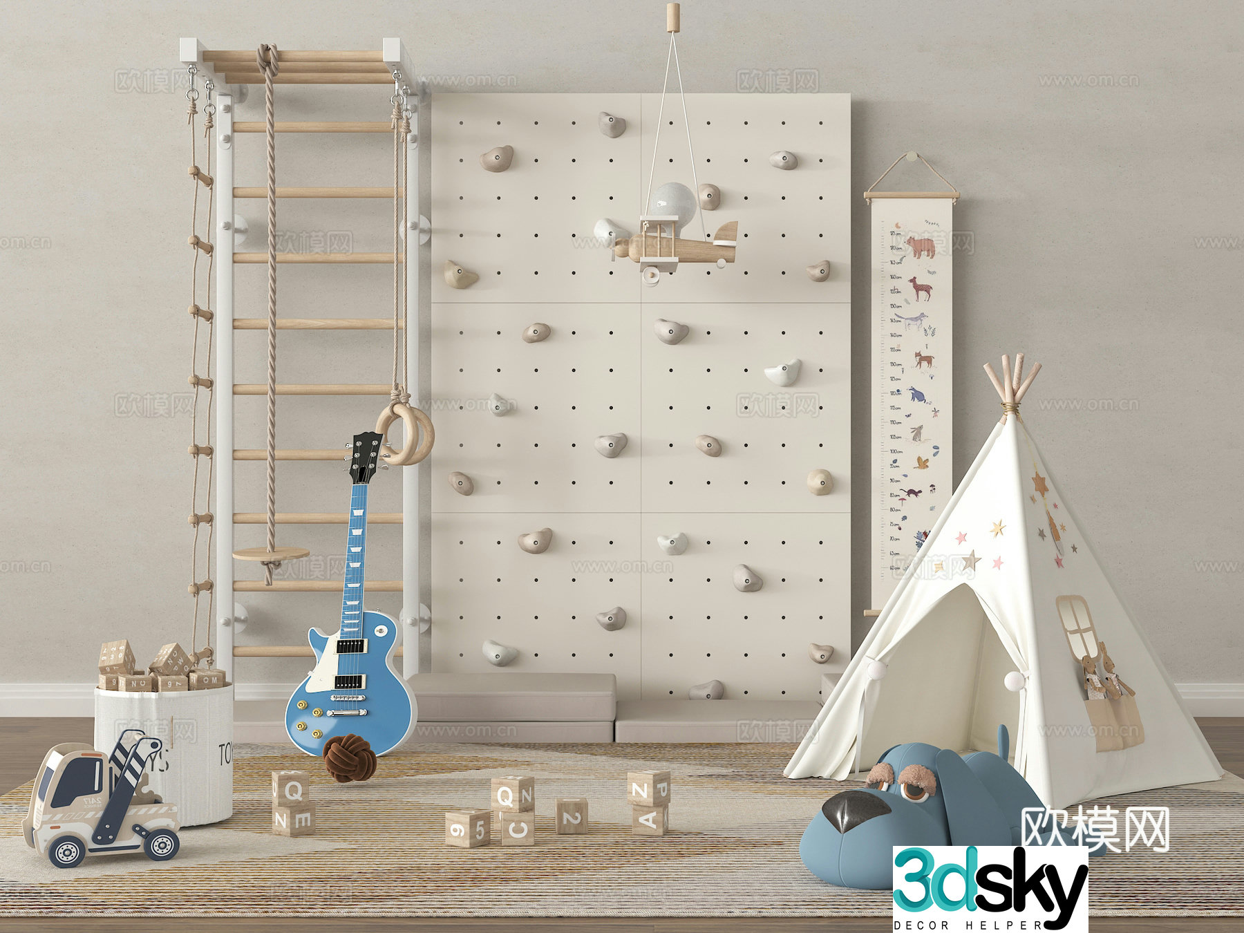 Modern children's equipment, children's tent, climbing frame, children's toys 3D model