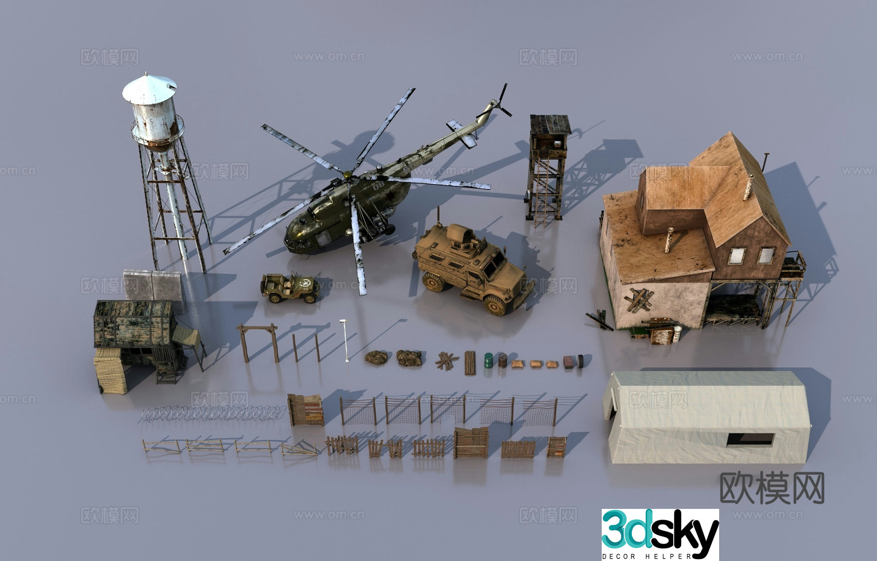 Camp building items 3d model
