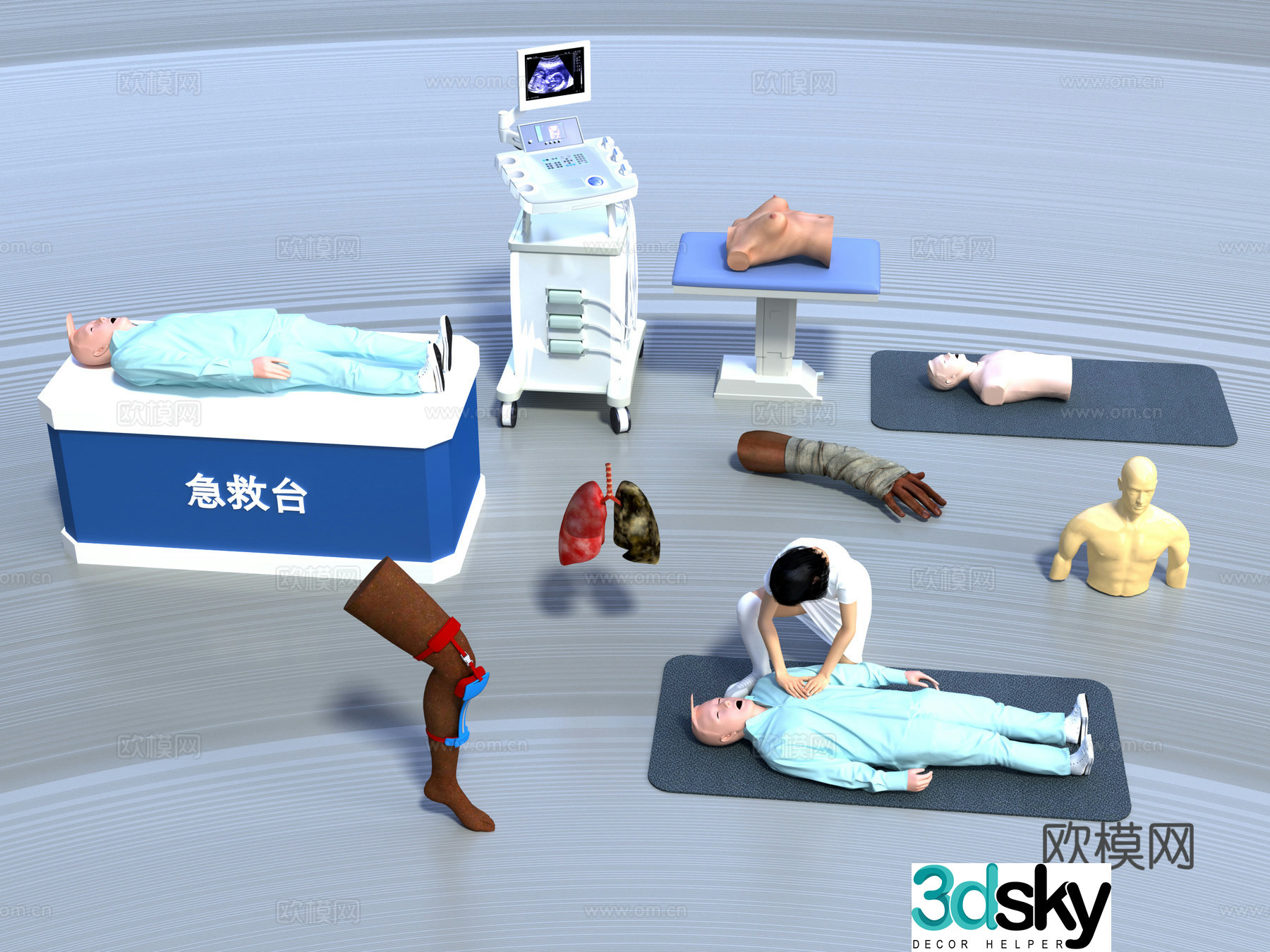 First aid table first aid resuscitation 3d model