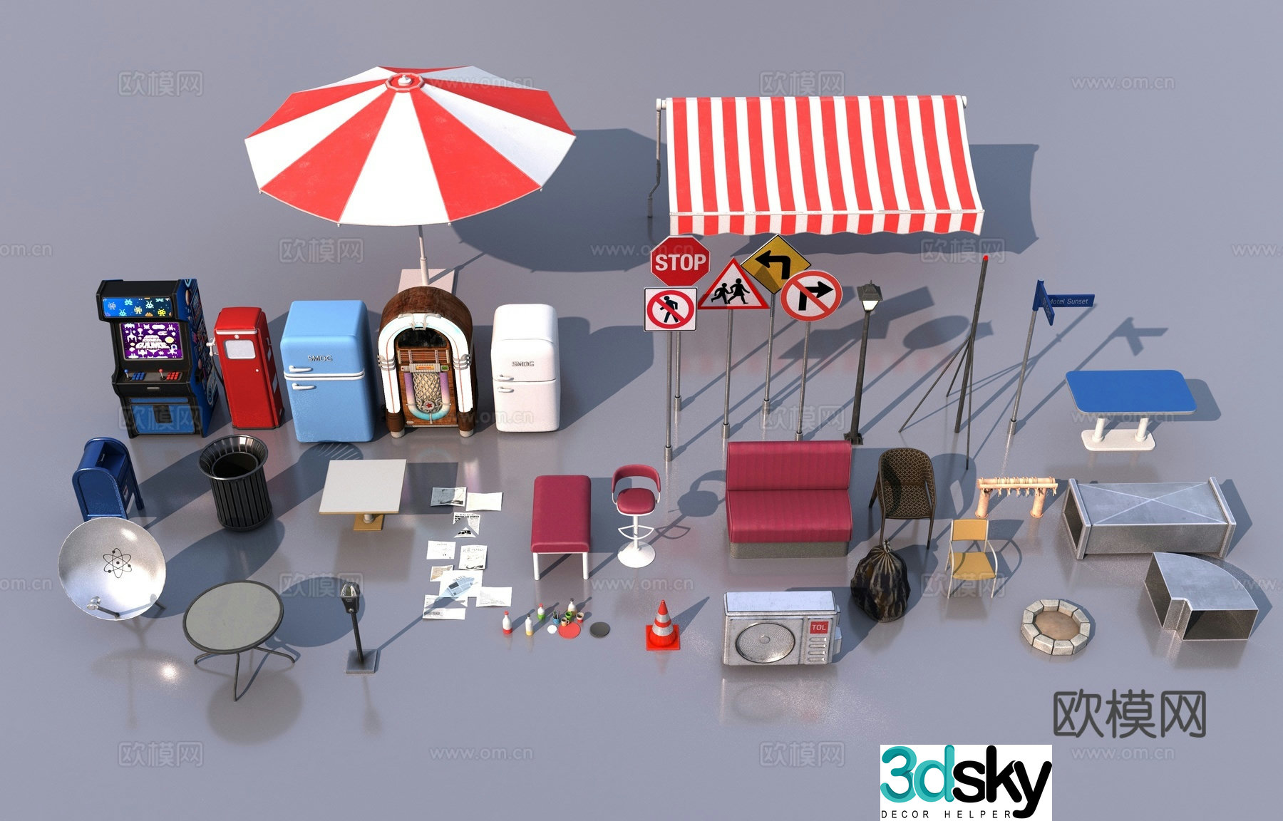 Modern urban outdoor supplies 3d model