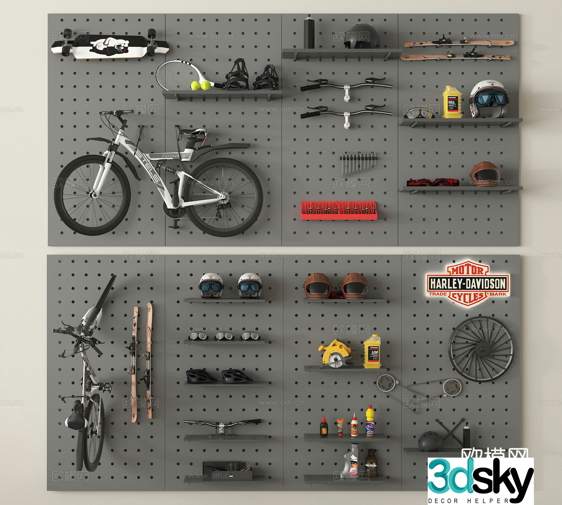 Sports equipment bicycle riding equipment protective gear skateboard 3d model