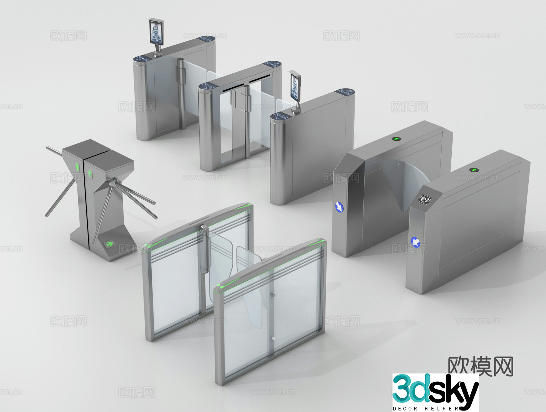 Modern access control machine, automatic door, sensor door, gate, access control machine 3d model