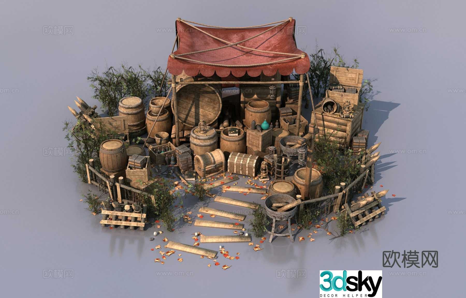 Medieval prop items 3d model