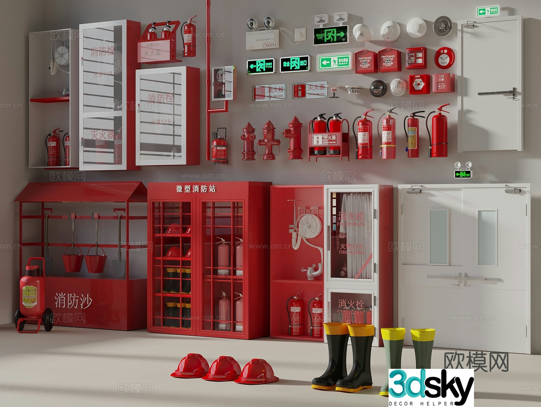 Modern fire hydrant, fire equipment, fire facilities, fire extinguisher, miniature fire station, fire hydrant 3d model
