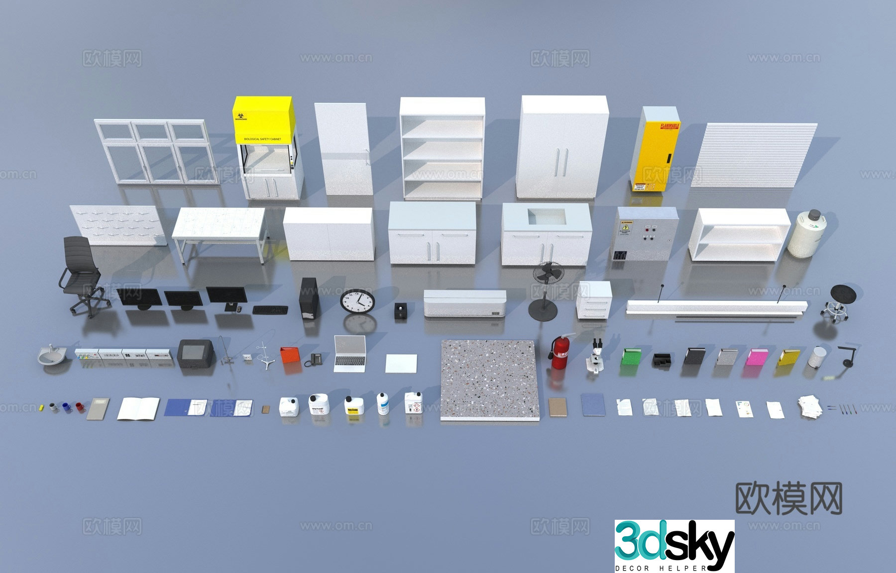 Classroom furniture items 3d model