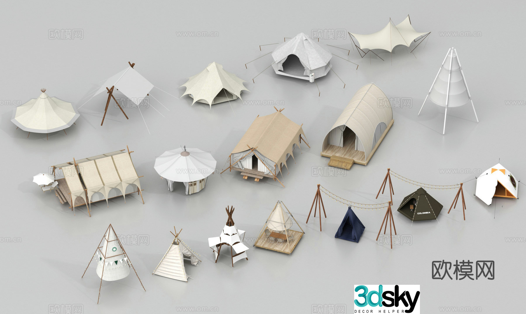 Modern camping tent camping equipment canopy tensile membrane 3D model
