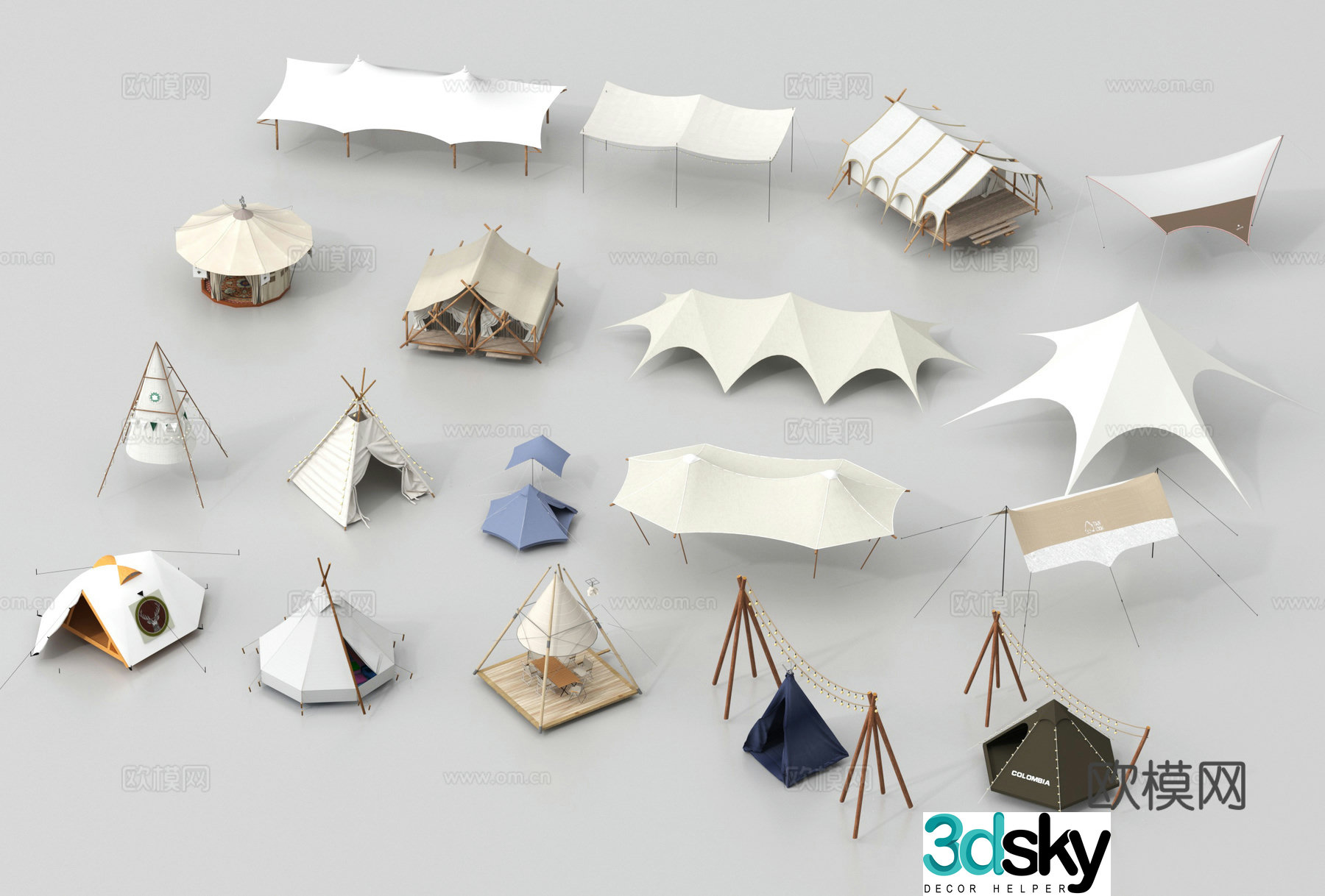 Modern camping tent camping equipment canopy 3d model