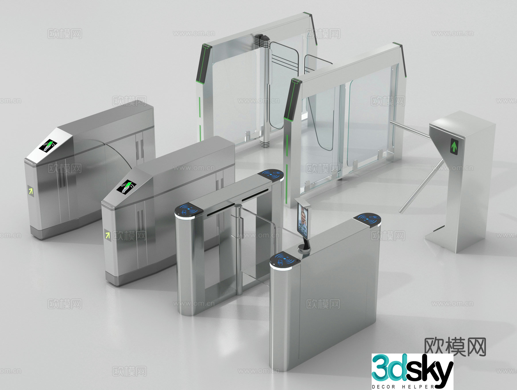 access control gate access control machine gate sensor door gate 3d model