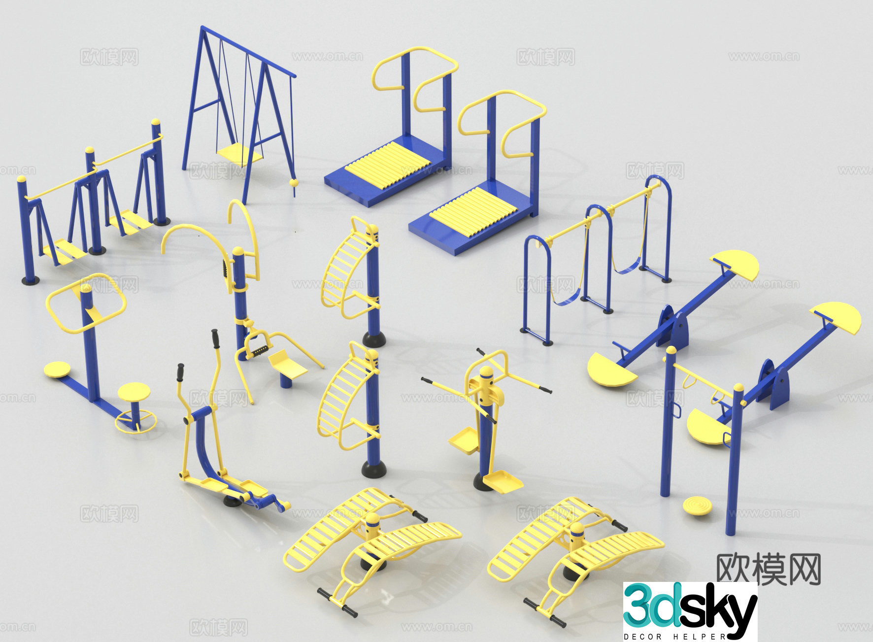 Modern outdoor fitness equipment fitness equipment sports equipment park sports equipment 3d model