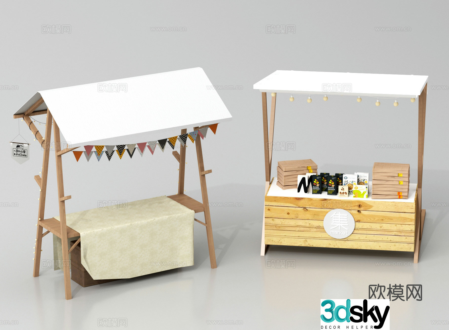 Chinese food stall, night market stall, internet celebrity stall 3D model