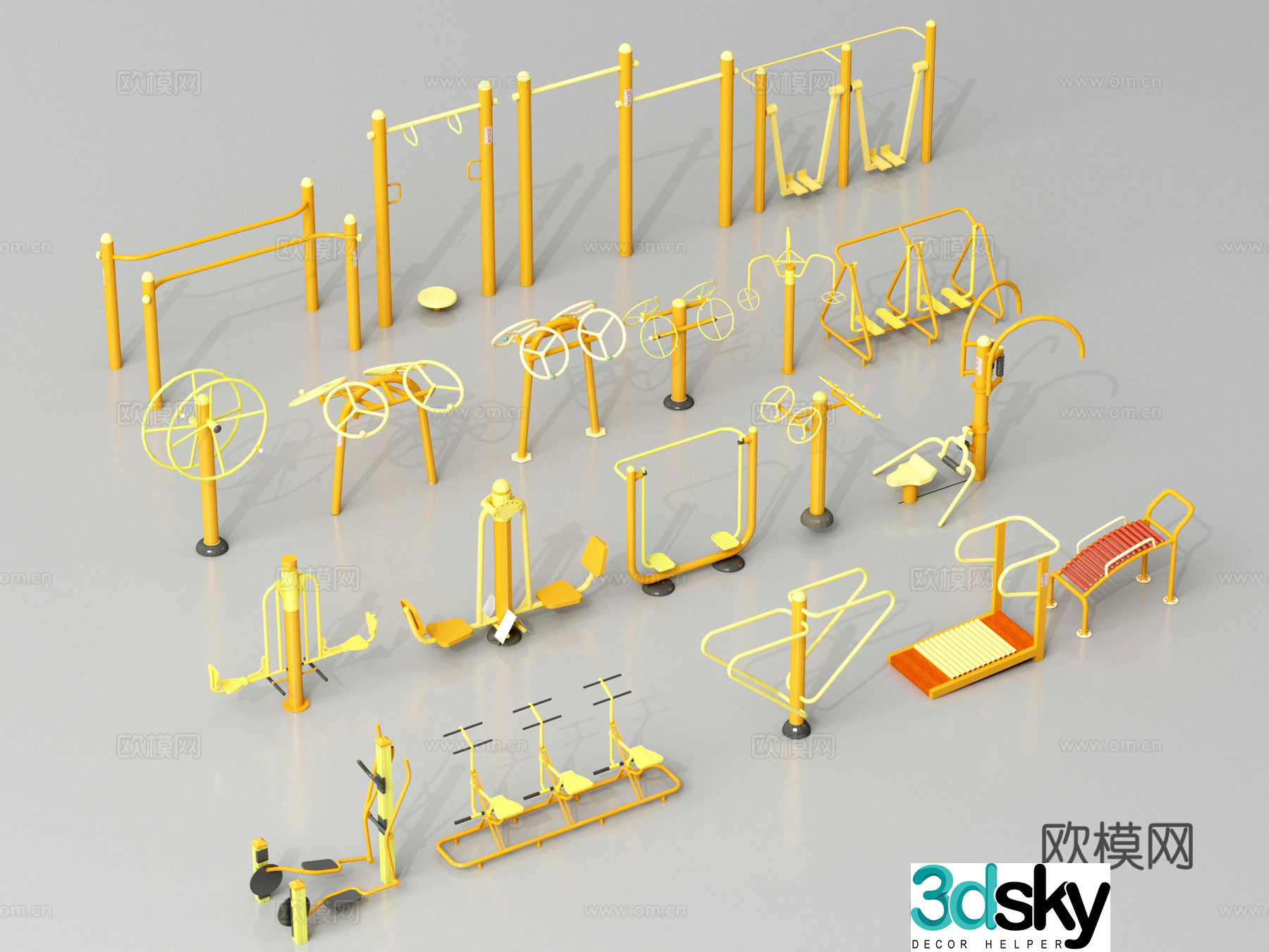 Modern outdoor fitness equipment fitness equipment sports equipment park sports equipment 3d model